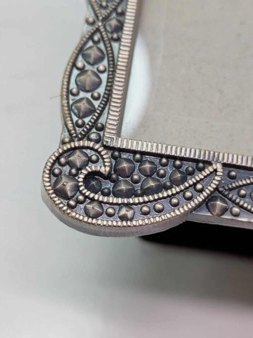 VTG Burnes of Boston Jeweled Mini Picture Frames Trio Pewter Tone Set of 3